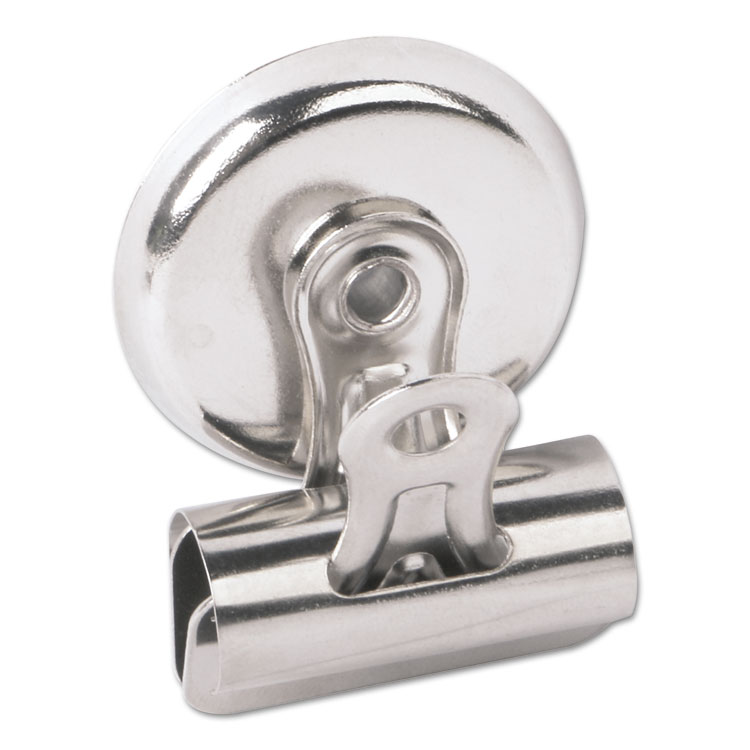 Picture of Bulldog Magnetic Clips, Metal, 7/16" Capacity, 1 1/4" Wide, Nickel-Plated, 18/pk