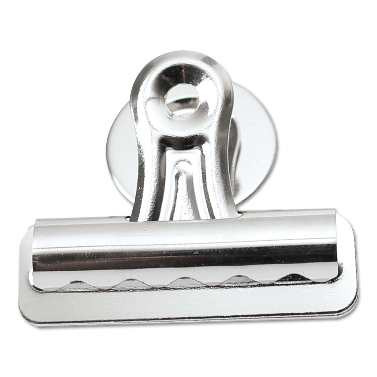 Picture of Bulldog Magnetic Clips, Steel, 1/2" Capacity, 2 1/4" Wide, Nickel-Plated, 12/pk