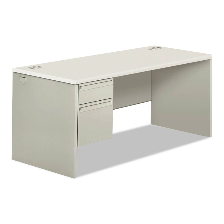 Picture of 38000 Series Single Pedestal Desk, 66" Wide, Right, Silver Mesh/light Gray