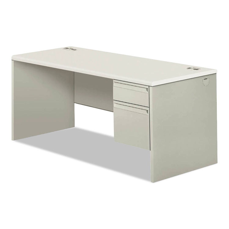 Picture of 38000 Series Single Pedestal Desk, 66" Wide, Left, Silver Mesh/light Gray