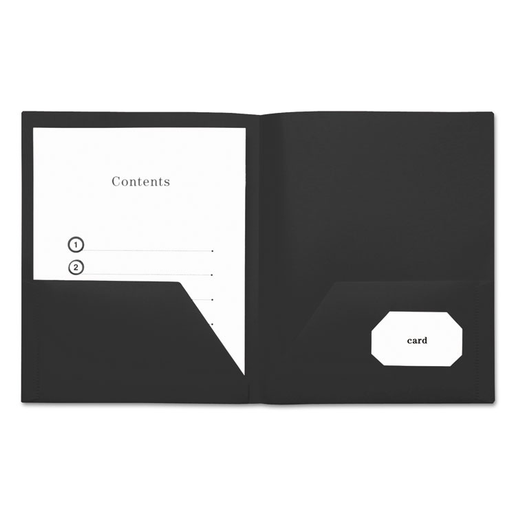 Picture of Two-Pocket Plastic Folders, 11 X 8 1/2, Black, 10/pack