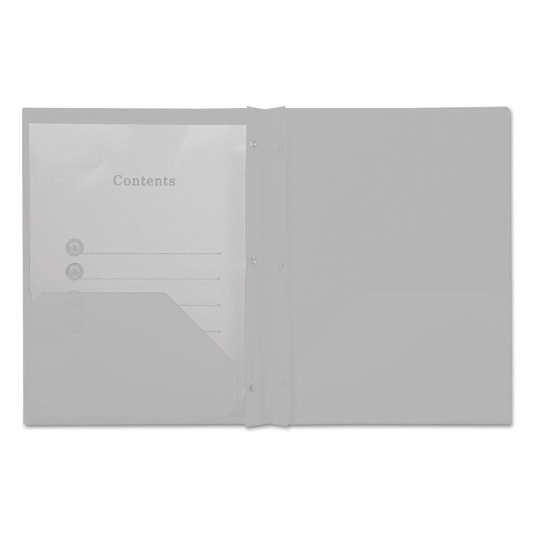 Picture of Plastic Twin-Pocket Report Covers With 3 Fasteners, 100 Sheets, White, 10/pk