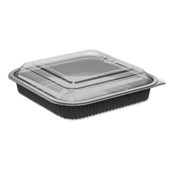 Pactiv Black Polystyrene Foam 5 Compartment School Lunch Tray, 8.25 x 10.25  inch -- 500 per case