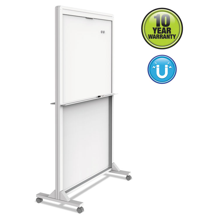 Picture of MOTION DUAL-TRACK MOBILE MAGNETIC DRY-ERASE EASEL, TWO 40 1/2 X 34 PANELS, WHITE