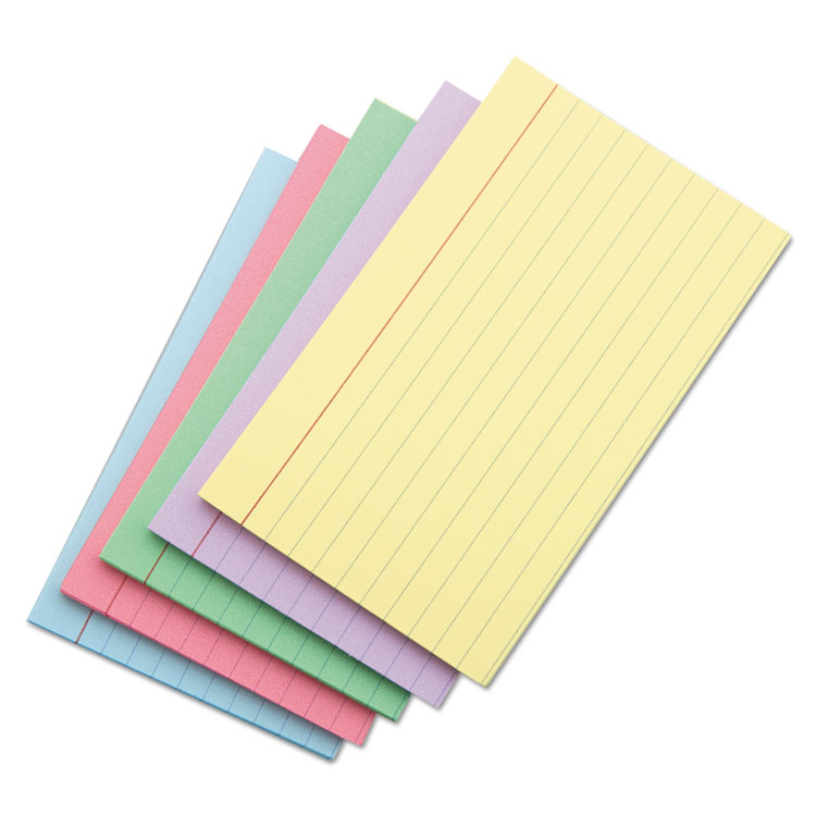 Oxford Oxford Lined Index Cards, 4 x 6, Assorted Colors, 100 Cards/Pack  (34610)