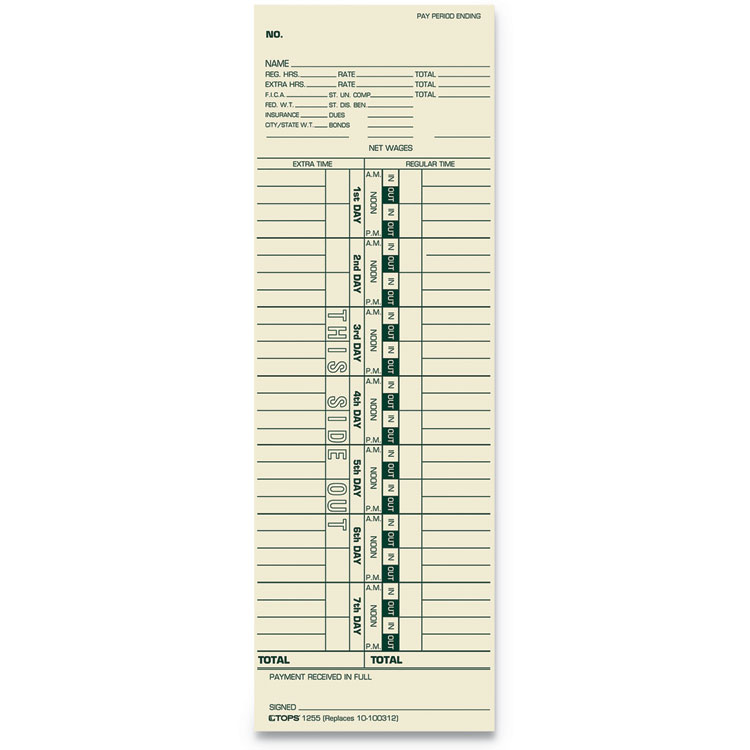 TOP1255 CARD,TIME,SIMPLX,3.5X10.5