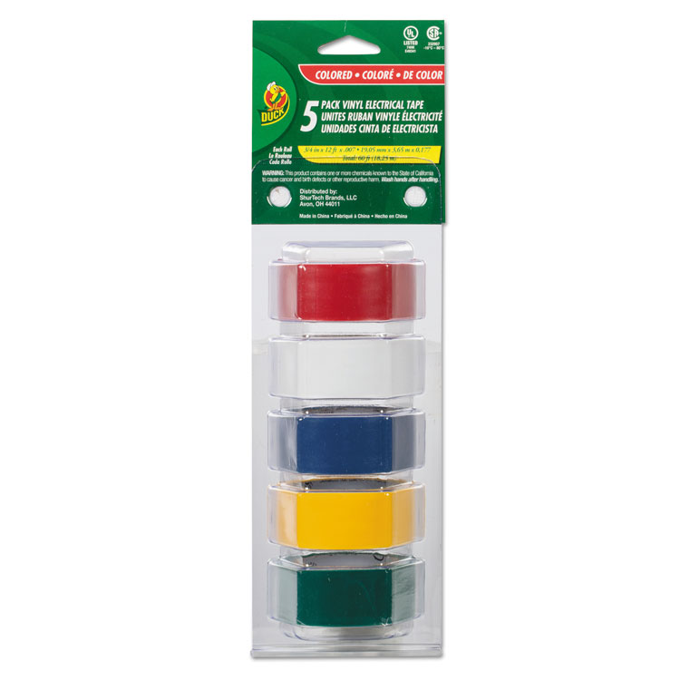 Picture of Electrical Tape, 3/4" X 12 Ft, 1" Core, Assorted, 5/pack
