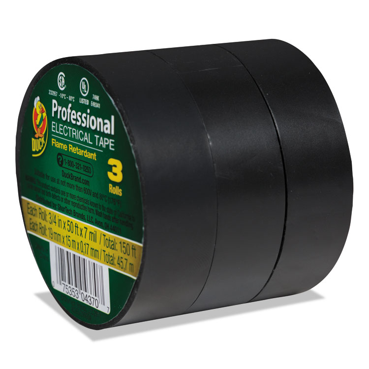 Picture of Pro Electrical Tape, 3/4" X 50 Ft, 1" Core, Black, 3/pack