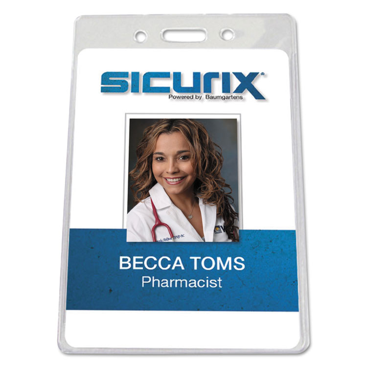 Picture of Sicurix Badge Holder, Vertical, 2 3/4 X 4 1/8, Clear, 12/pack