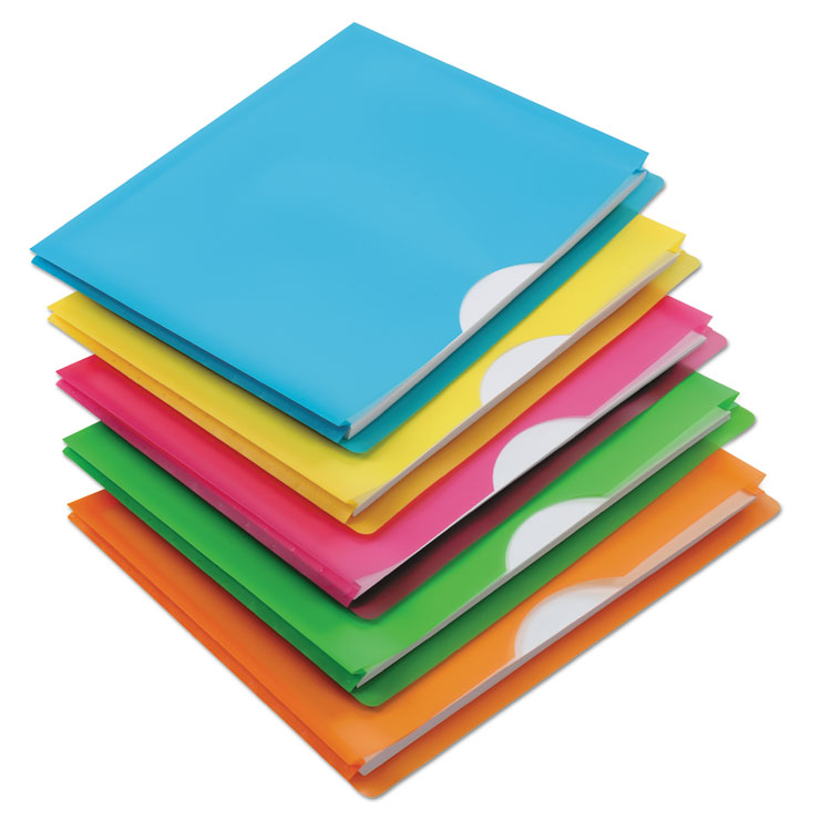 Picture of Glow Poly File Jacket, Letter, Polypropylene, Assorted, 5/pack