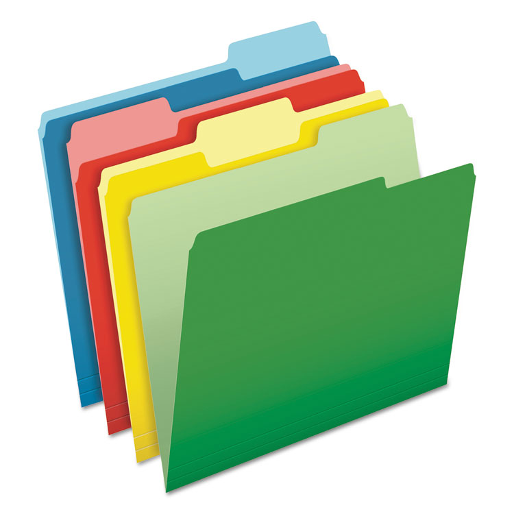 421013ASST2 Pendaflex 1/3 Cut Top Tab Pastel Interior File Folders 100 Pack 