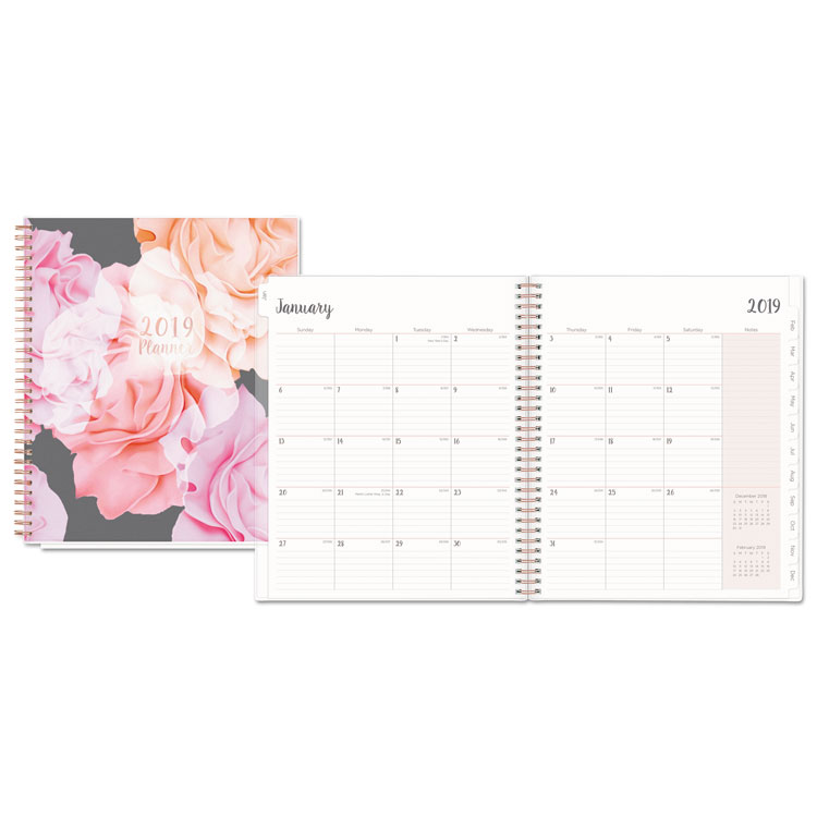 Picture of JOSELYN MONTHLY WIREBOUND PLANNER, 8 X 10, LIGHT PINK/PEACH/BLACK, Current Year