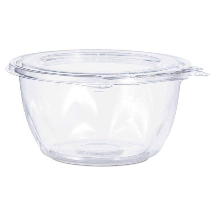 Tamper Tek 8 oz Rectangle Clear Plastic Container - with Hinged Lid,  Tamper-Evident - 4 3/4 x 6 x 1 1/4 - 100 count box