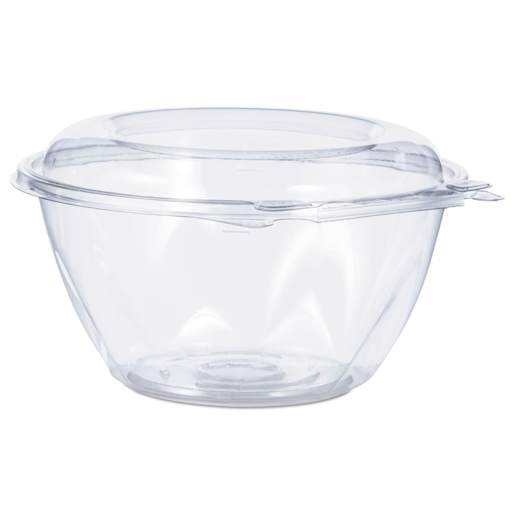 Tamper Tek 12 oz Square Clear Plastic Salad Bowl - with Lid, Tamper-Evident  - 4 3/4 x 4 1/2 x 2 1/4 - 100 count box