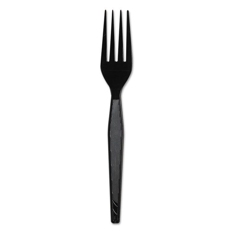 Picture of Plastic Cutlery, Heavyweight Forks, Black, 1000/carton