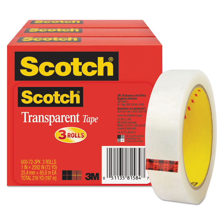 Scotch 665 Permanent Double Sided Tape, 3/4 x 1296, 3 Core