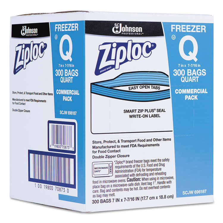 Picture of Double Zipper Freezer Bags, 1qt, 2.7mil, 7 X 7 3/4, Clear W/label, 300/carton