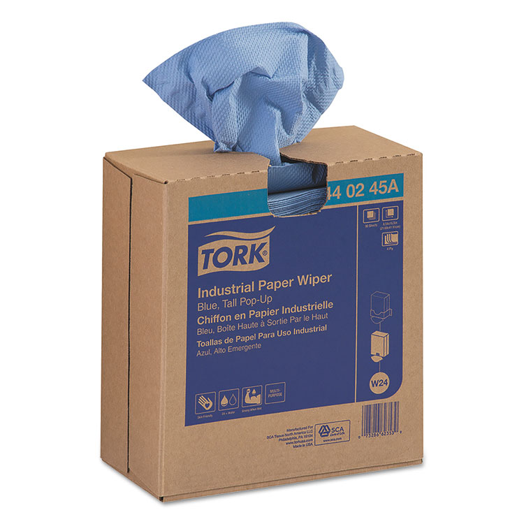 Picture of INDUSTRIAL PAPER WIPER, 4-PLY, 8.54" X 16.5", BLUE, 90 TOWELS/BOX, 10 BOX/CARTON