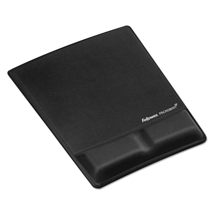 FEL9181201, Fellowes® 9181201 Ergonomic Memory Foam Wrist Support with  Attached Mouse Pad, 8.25 x 9.87, Black