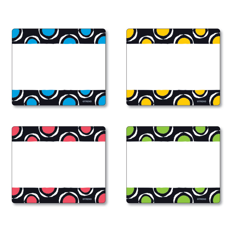 Terrific Labels Name Tags, Dots Design, 3" x 2.5", Assorted Colors, 36/Pack