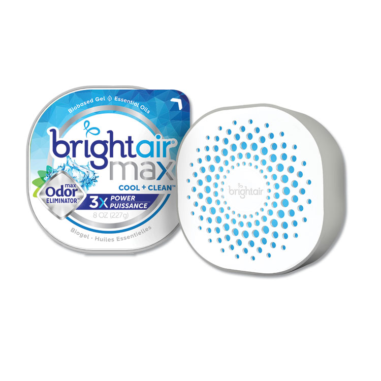 BRI900437EA, BRIGHT Air® 900437EA Max Odor Eliminator Air Freshener, Cool  and Clean, 8 oz Jar