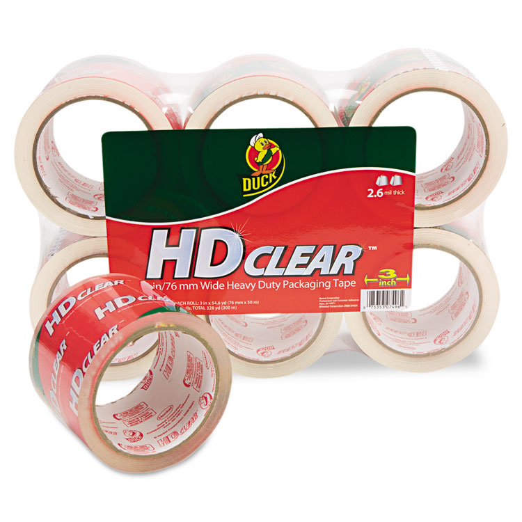 Picture of Heavy-Duty Carton Packaging Tape, 3" x 55yds, Clear, 6/Pack