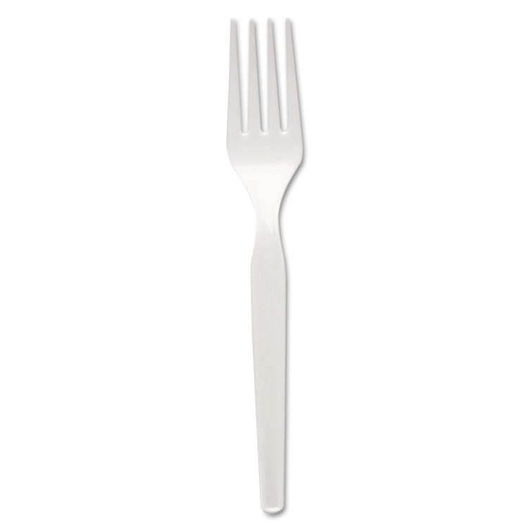 Picture of Plastic Cutlery, Heavy Mediumweight Forks, White, 1000/carton