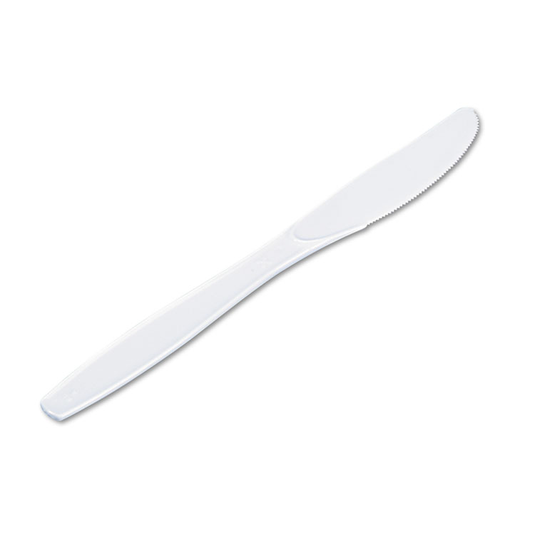Picture of Plastic Cutlery, Heavyweight Knives, White, 1000/carton