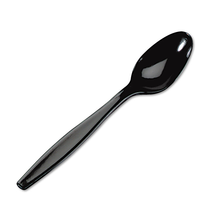 Picture of Plastic Cutlery, Heavyweight Teaspoons, Black, 1000/carton