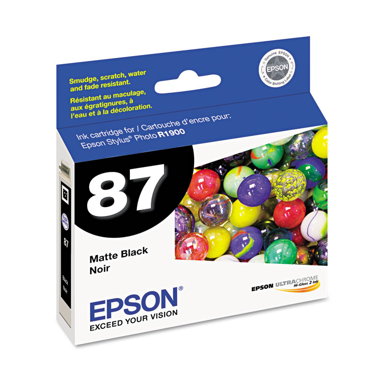 EPST087120 | Epson® T087120 T087120 (87) UltraChrome Hi-Gloss 2 Ink, Black  | HILL  MARKES