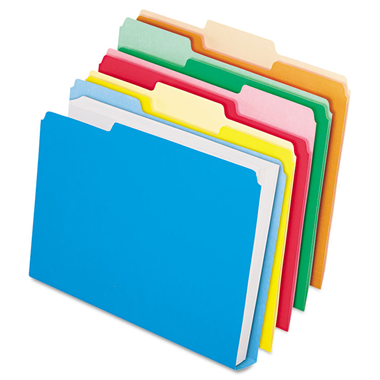 Picture of DoubleStuff File Folders, 1/3 Cut, Letter, Assorted, 50/Pack