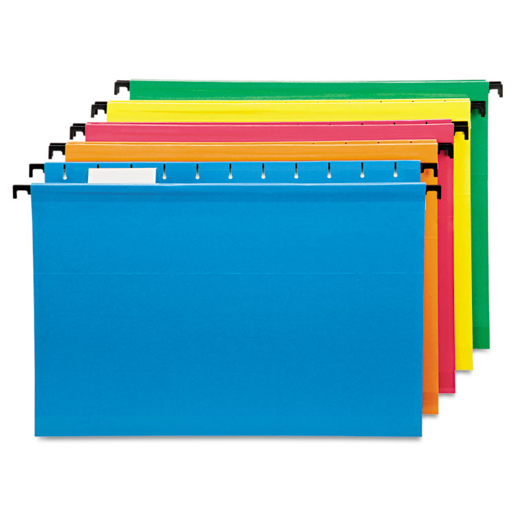 Picture of Poly Laminate Hanging Folders, 1/5 Tab, Legal, Assorted, 20/Box
