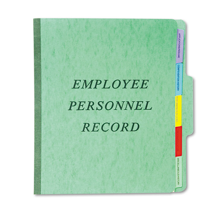 Picture of Personnel Folders, 1/3 Cut Top Tab, Letter, Green