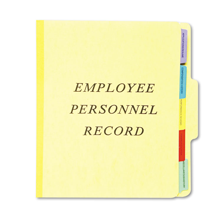 Picture of Personnel Folders, 1/3 Cut Top Tab, Letter, Yellow