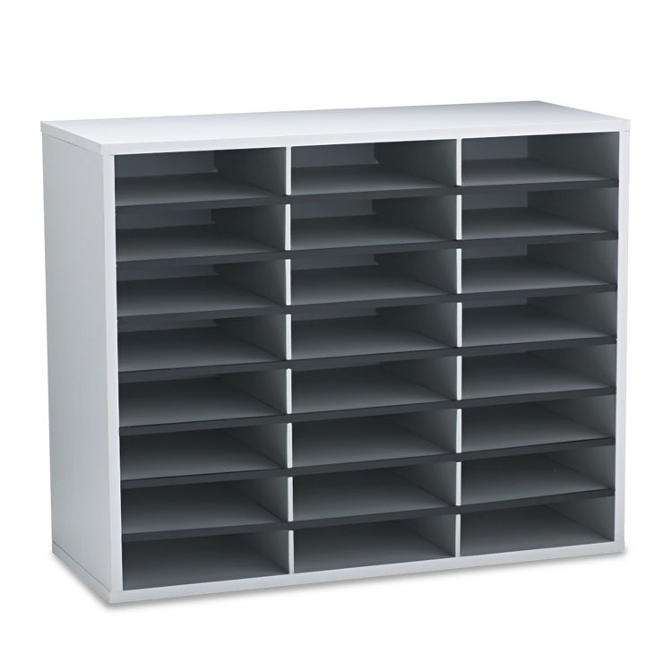 Picture of Literature Organizer, 24 Letter Sections, 29 x 11 7/8 x 23 7/16, Dove Gray