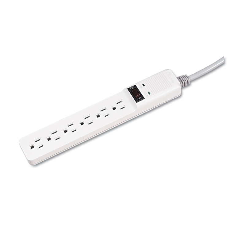 Picture of Basic Home/Office Surge Protector, 6 Outlets, 6 ft Cord, 450 Joules, Platinum