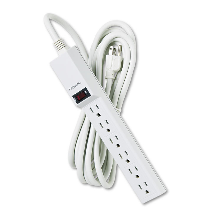Picture of Six-Outlet Power Strip, 120V, 15ft Cord, 10 7/8 x 1 7/8 x 1 5/8, Platinum