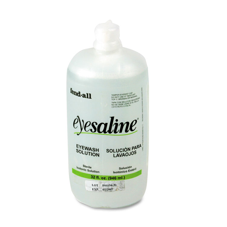 Picture of Fendall Eyesaline Eyewash Bottle Refill, 32oz Bottle, 12/Carton