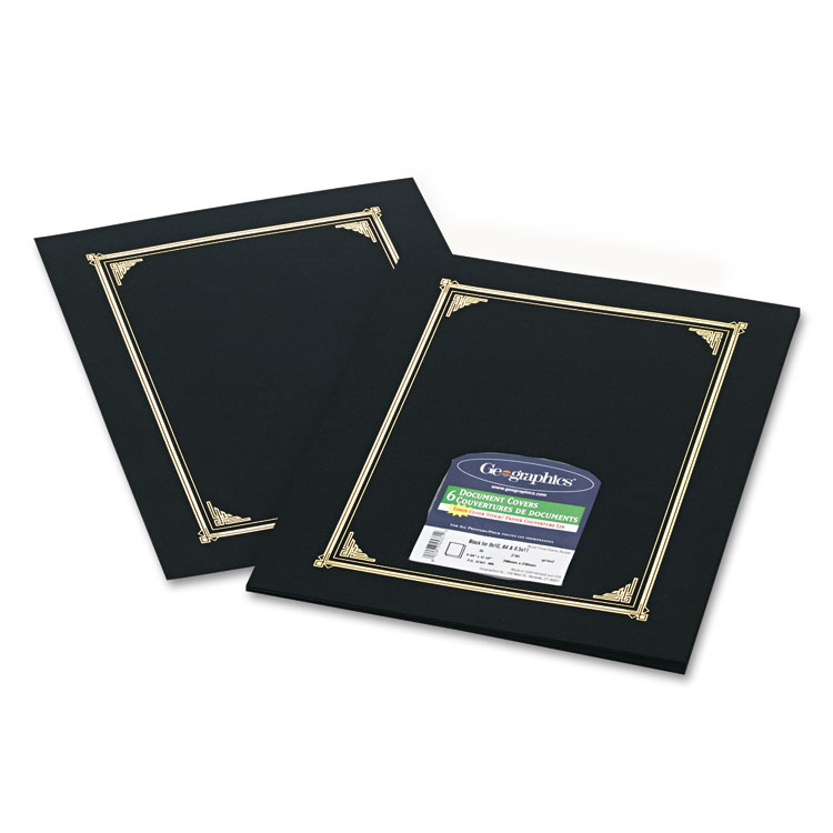 Picture of Certificate/Document Cover, 12 1/2 x 9 3/4, Black, 6/Pack
