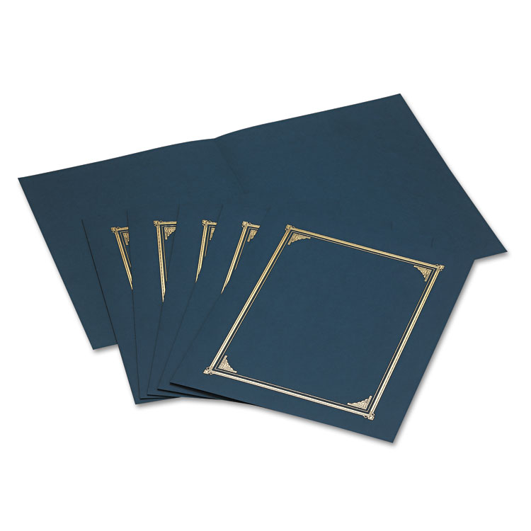 Picture of Certificate/Document Cover, 12 1/2 x 9 3/4, Navy Blue, 6/Pack
