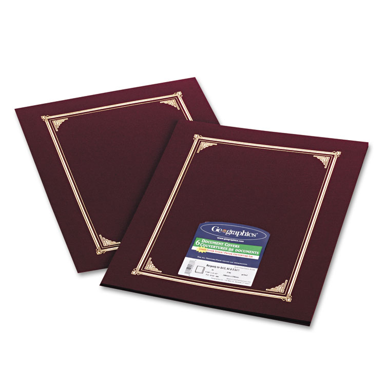 Picture of Certificate/Document Cover, 12 1/2 x 9 3/4, Burgundy, 6/Pack