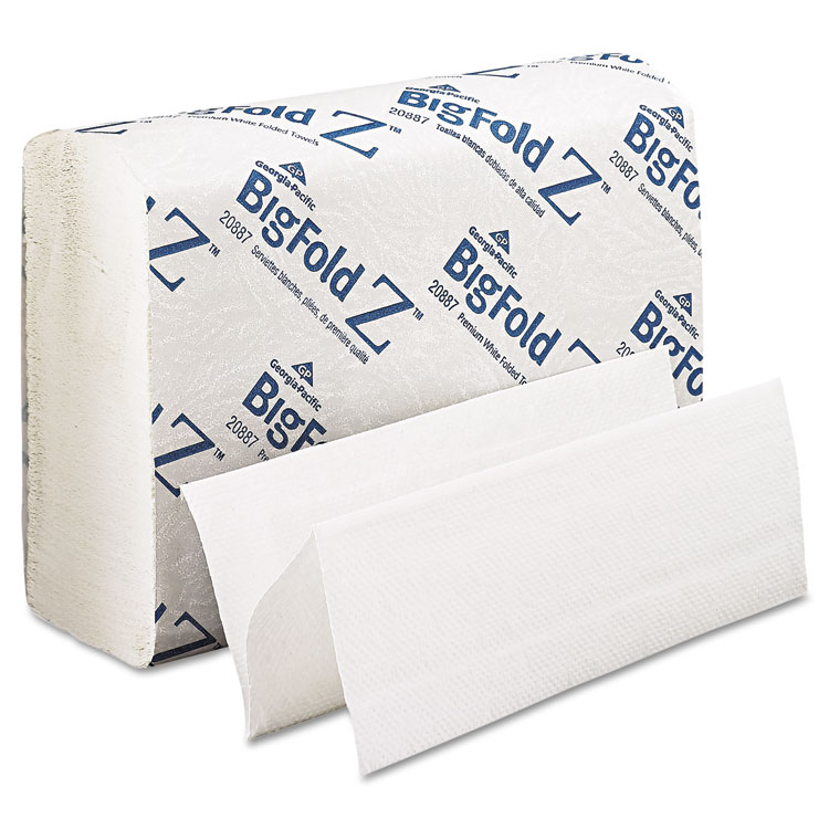 Picture of BigFold Paper Towels, 10 1/5 x 10 4/5, White, 220/Pack, 10 Packs/Carton