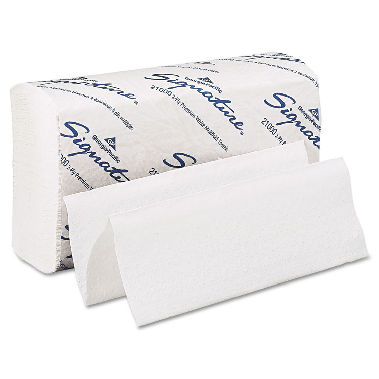 Picture of Paper Towel, 9 1/5 x 9 2/5, White, 125/Pack, 16 Packs/Carton