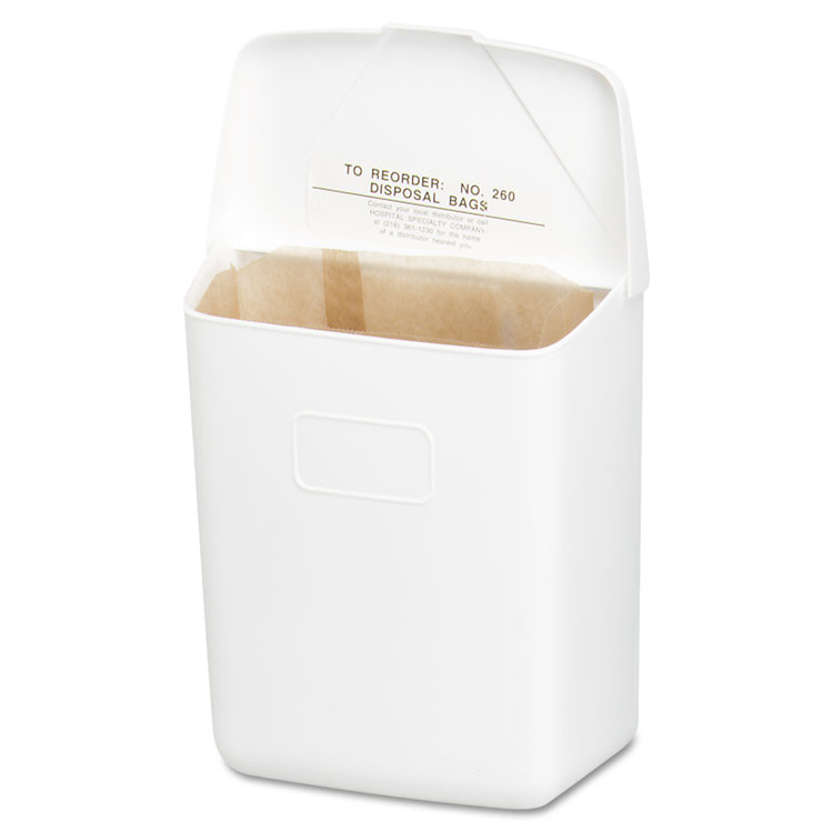 Picture of Wall Mount Sanitary Napkin Receptacle, Plastic, 1gal, White