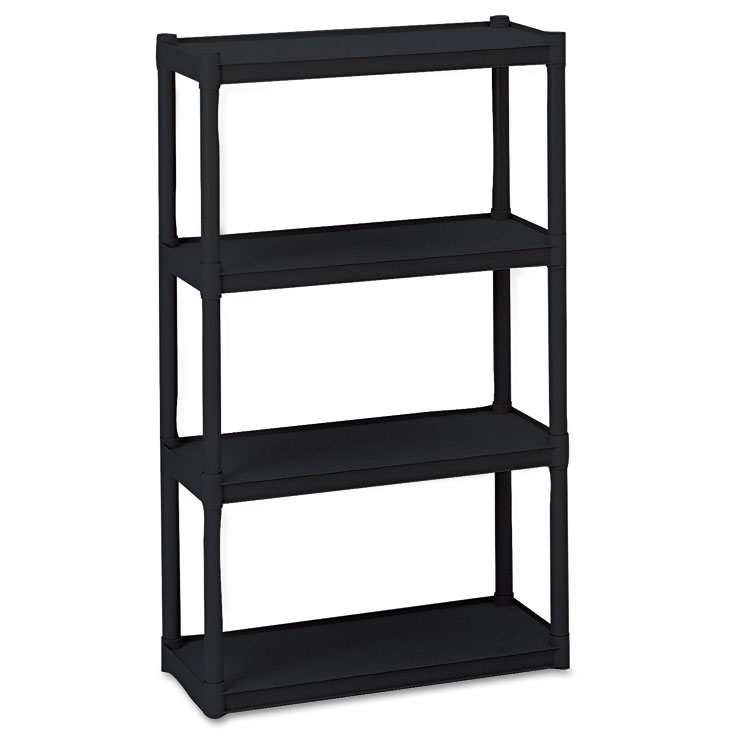 Picture of Rough N Ready Four-Shelf Open Storage System, Resin, 32w x 13d x 54h, Black