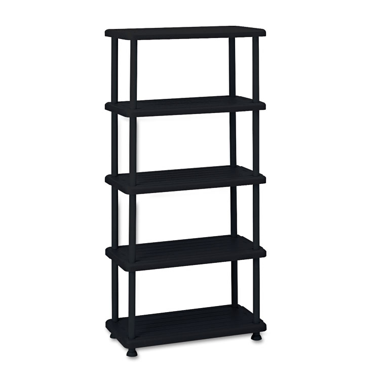 Picture of Rough N Ready Five-Shelf Open Storage System, Resin, 36w x 18d x 74h, Black