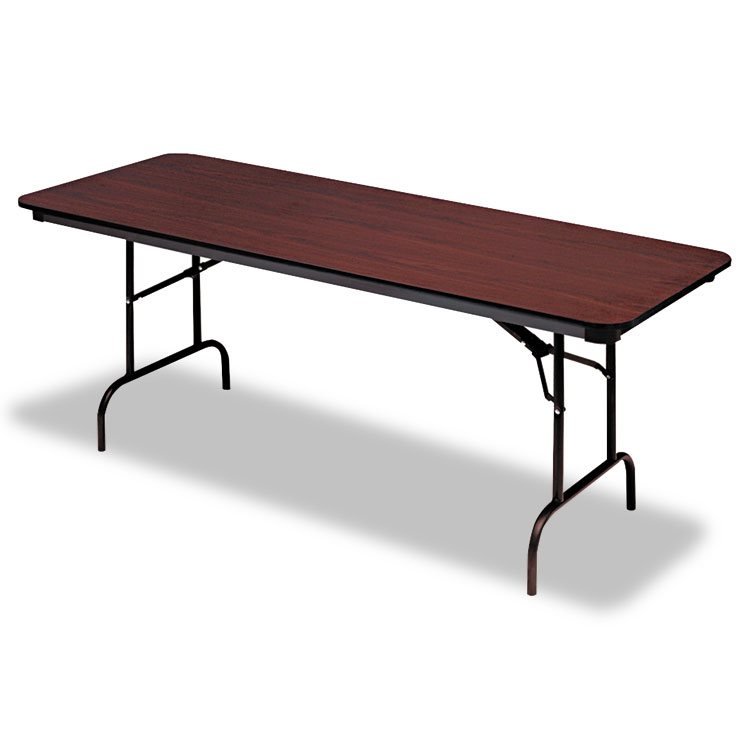 Picture of Premium Wood Laminate Folding Table, Rectangular, 72w x 30d x 29h, Mahogany