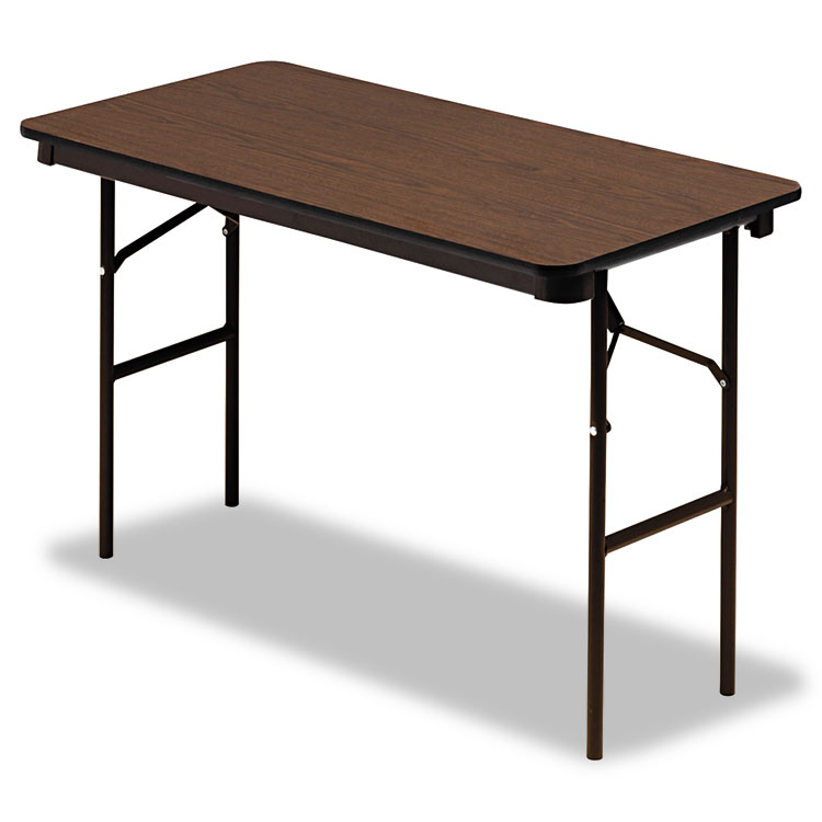 Picture of Economy Wood Laminate Folding Table, Rectangular, 48w x 24d x 29h, Walnut