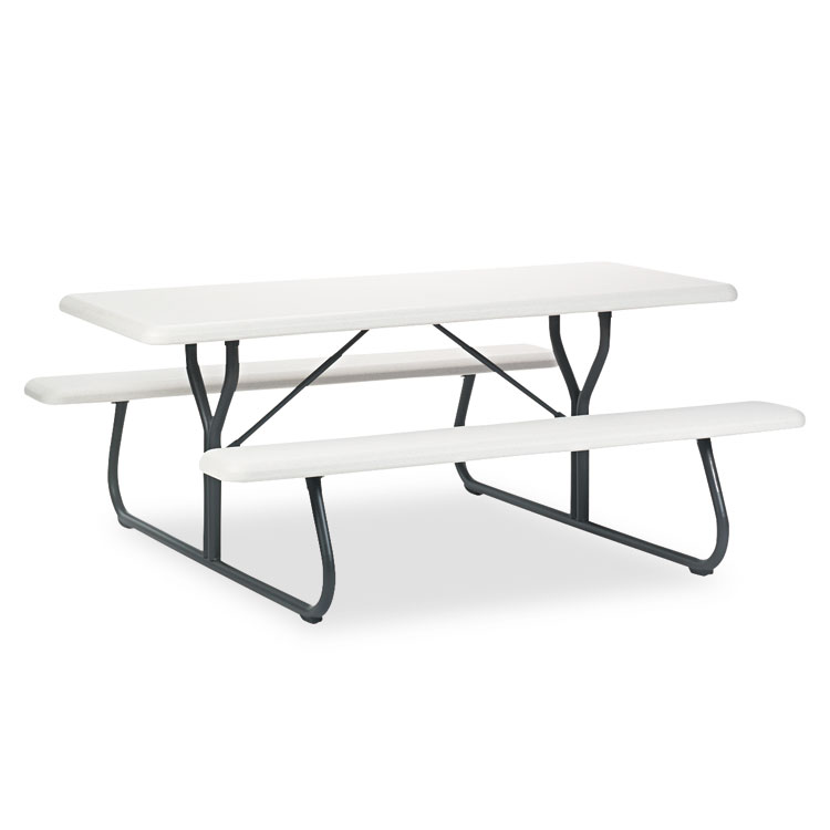 Picture of IndestrucTables Too 1200 Series Resin Picnic Table, 72w x 30d, Platinum/Gray