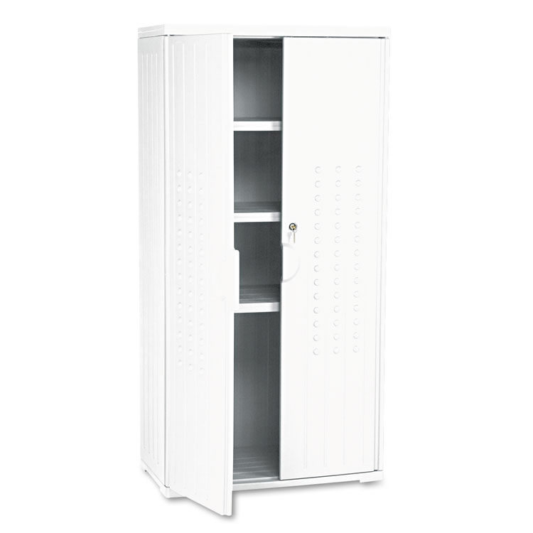 Picture of OfficeWorks Resin Storage Cabinet, 33w x 18d x 66h, Platinum